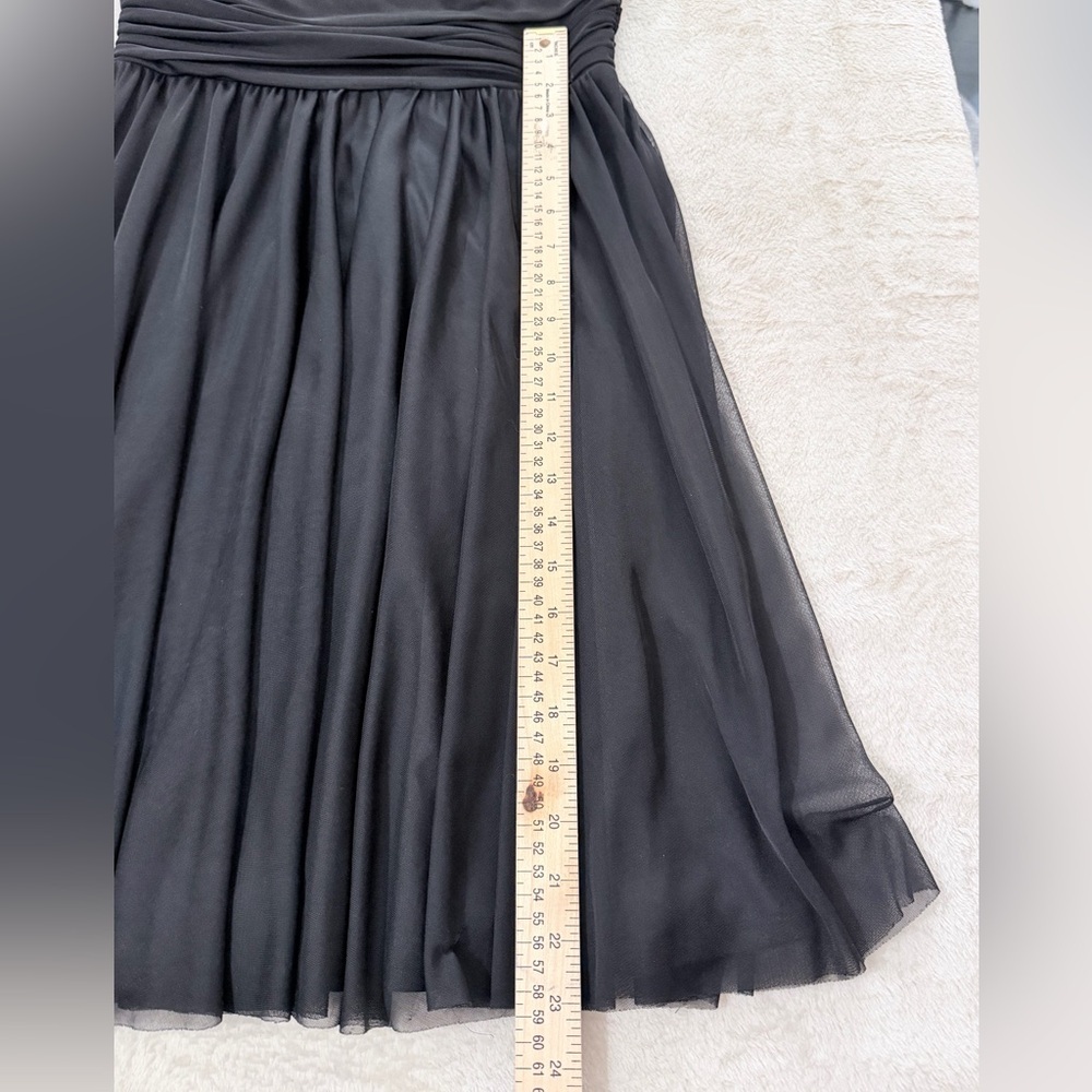 JH Evenings Black Lace Chiffon Cocktail Dress Sequin Bodice V Back Size 6 - Picture 11 of 12